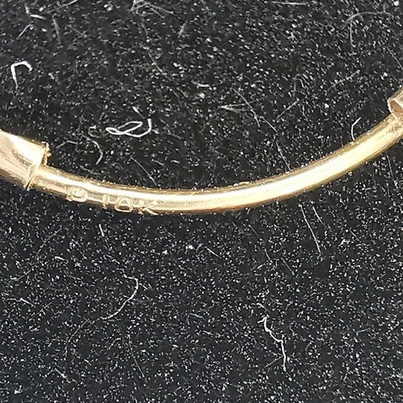 10 Kt Gold 'keeper' hoop Earrings with Blue Topaz stones - Picture 2 of 8